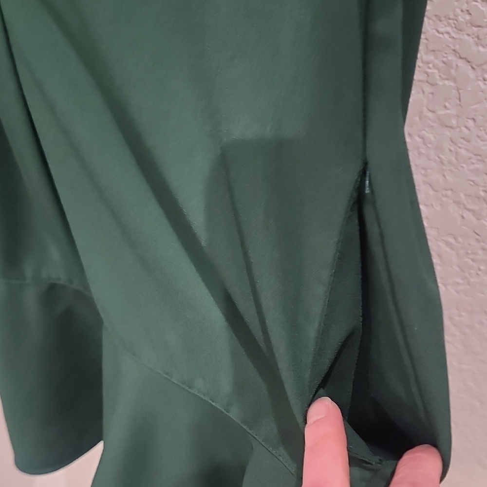 Tuckernuck Hunter Green Preppy Crepe Callahan Shirt Mini Dress Quiet Lux Ruffle - Picture 12 of 12